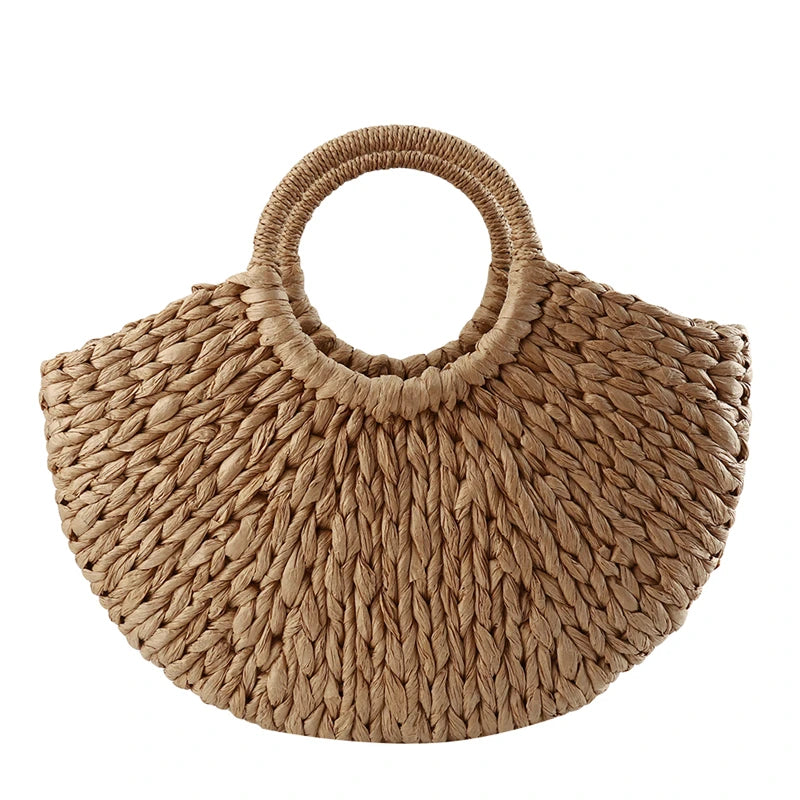 Rattan Half-Moon Handbag