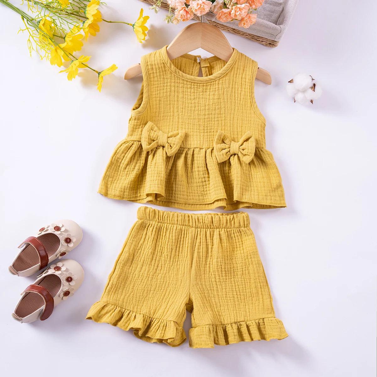Girls Muslin Two Piece Set