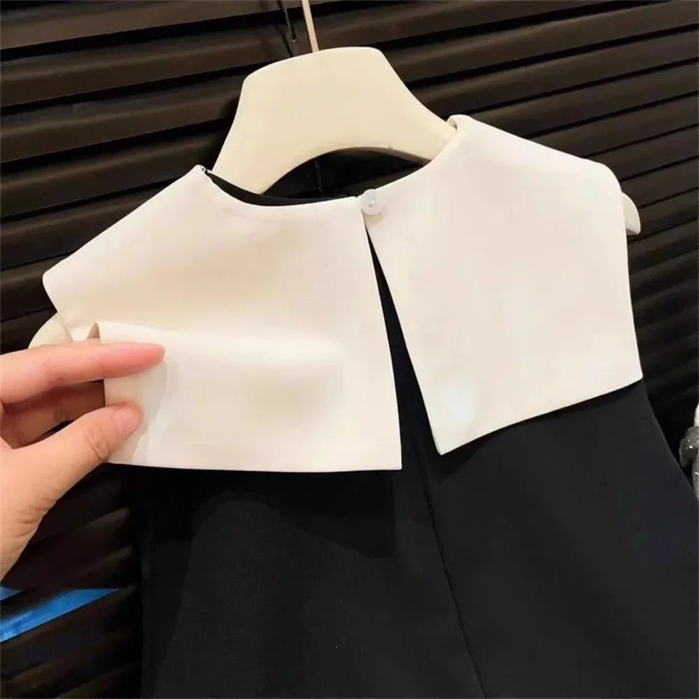 Girls Sleeveless Dress with Large Collar