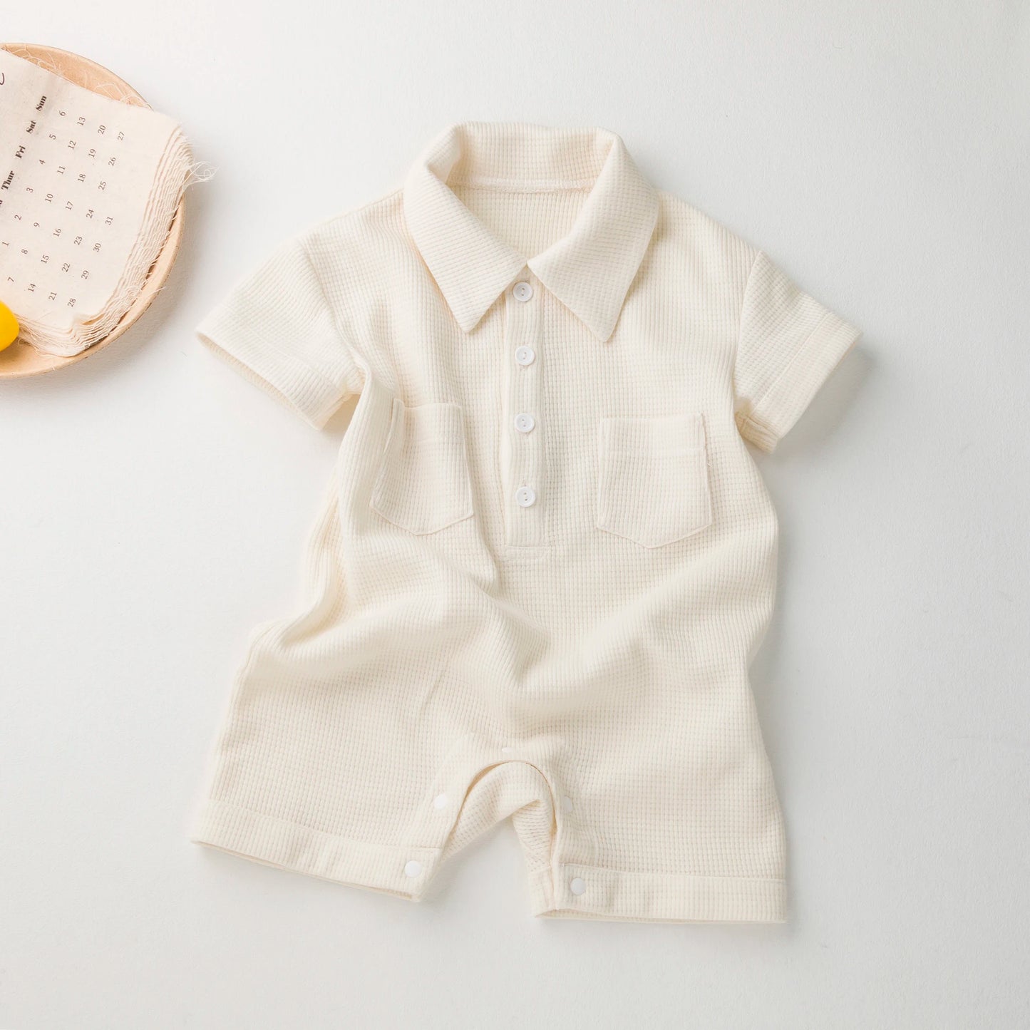 Boys Newborn Waffle-Weave Button up Onesie