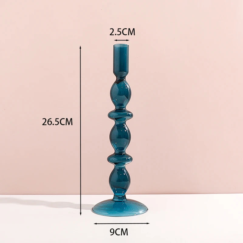 Glass Candle Holders (Teal, Clear, Pink)