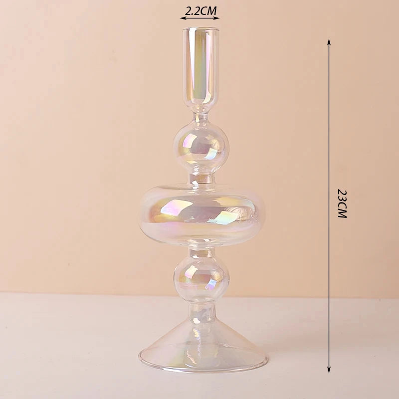 Glass Candle Holders (Teal, Clear, Pink)