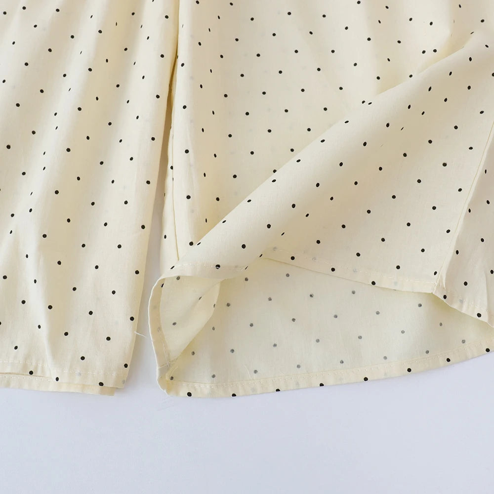 Polka Dot Top & Wide Leg Pants Set