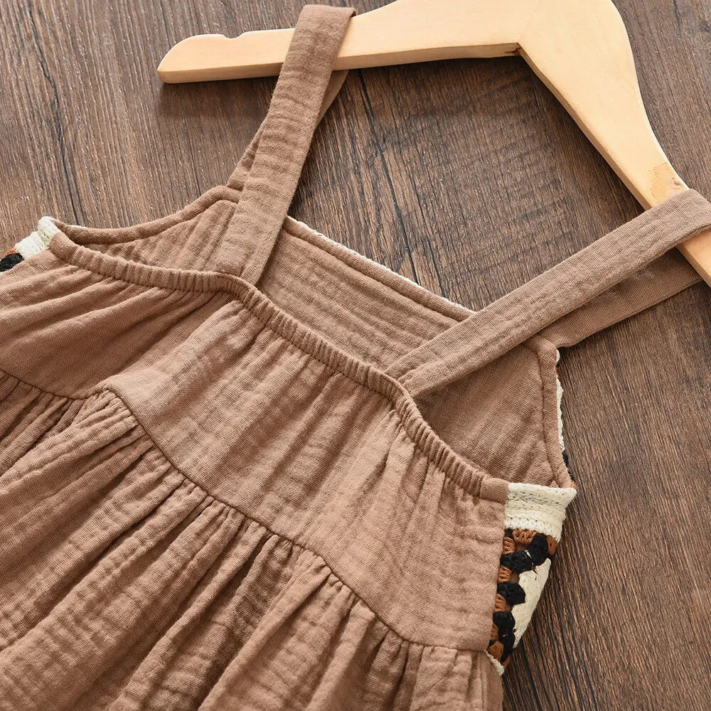 Girls 2-piece Muslin Pants & Crocheted Tank Set