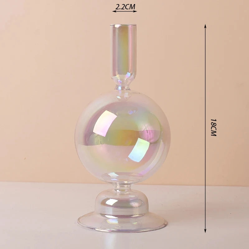 Glass Candle Holders (Teal, Clear, Pink)