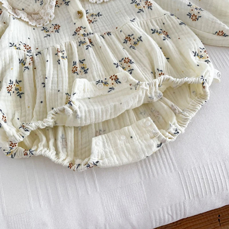 Baby Girl Long-Sleeved Floral Romper