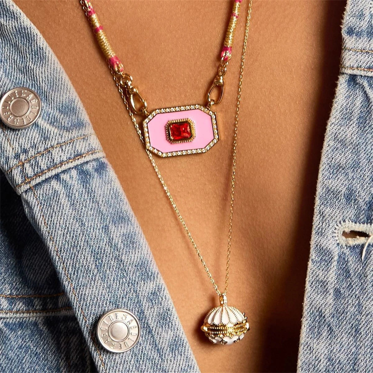 Tarot Cards Inlaid Gem Necklace