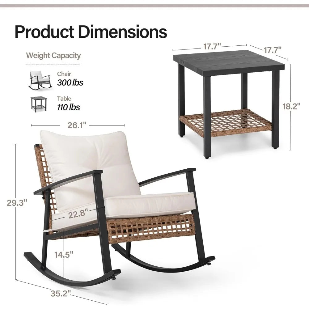 Rattan 3 Piece Outdoor Patio Set