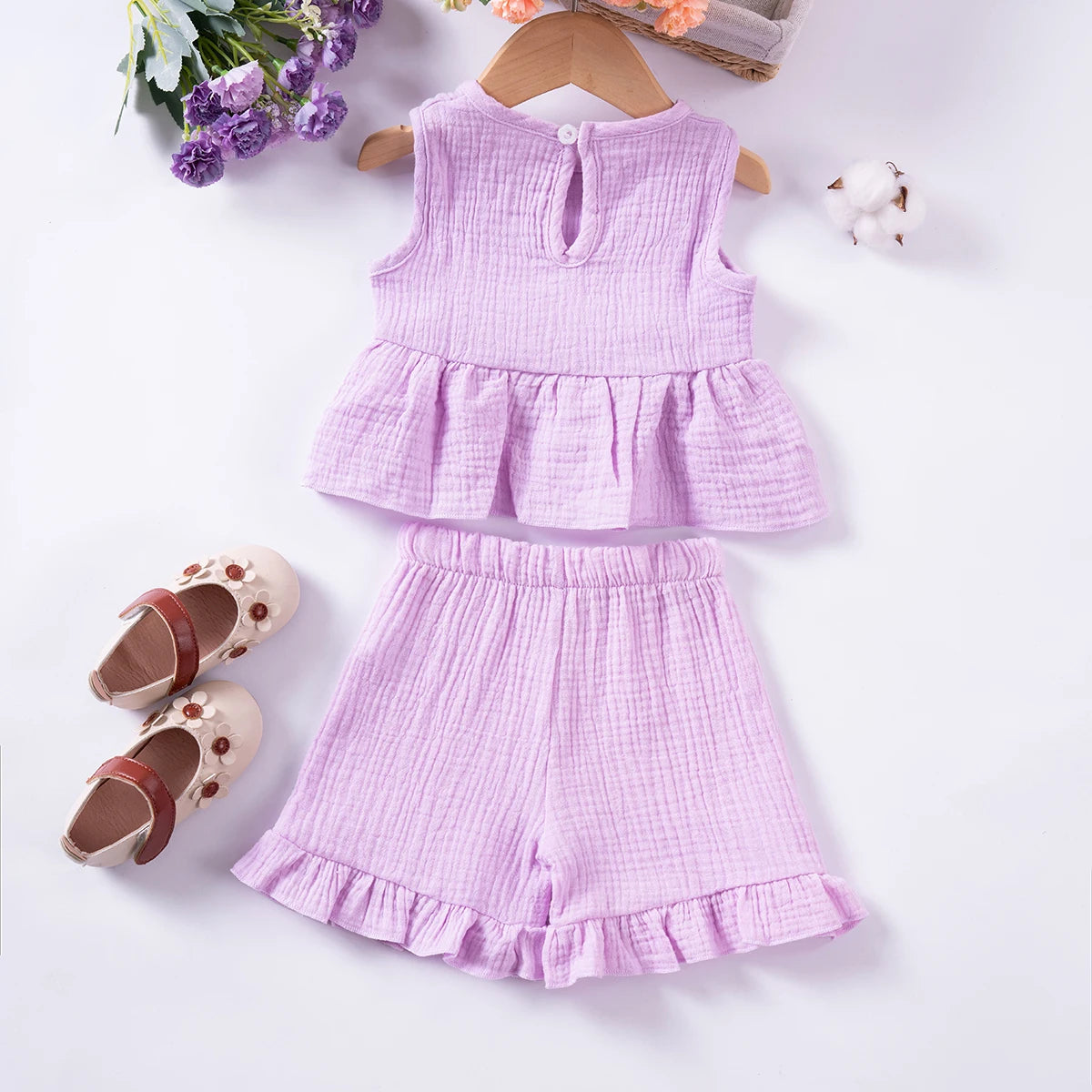 Girls Muslin Two Piece Set