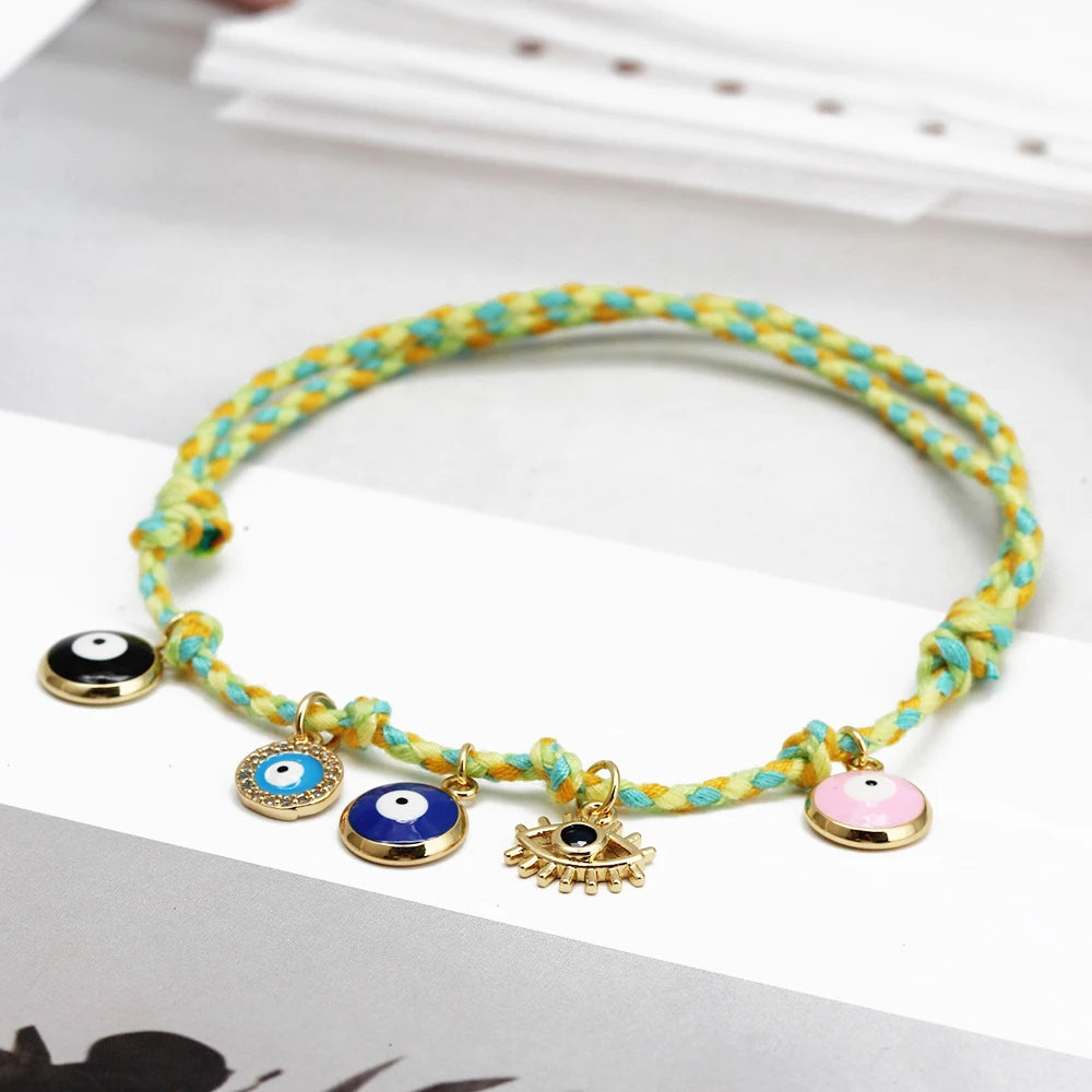 Colorful Evil Eye Braided Bracelets