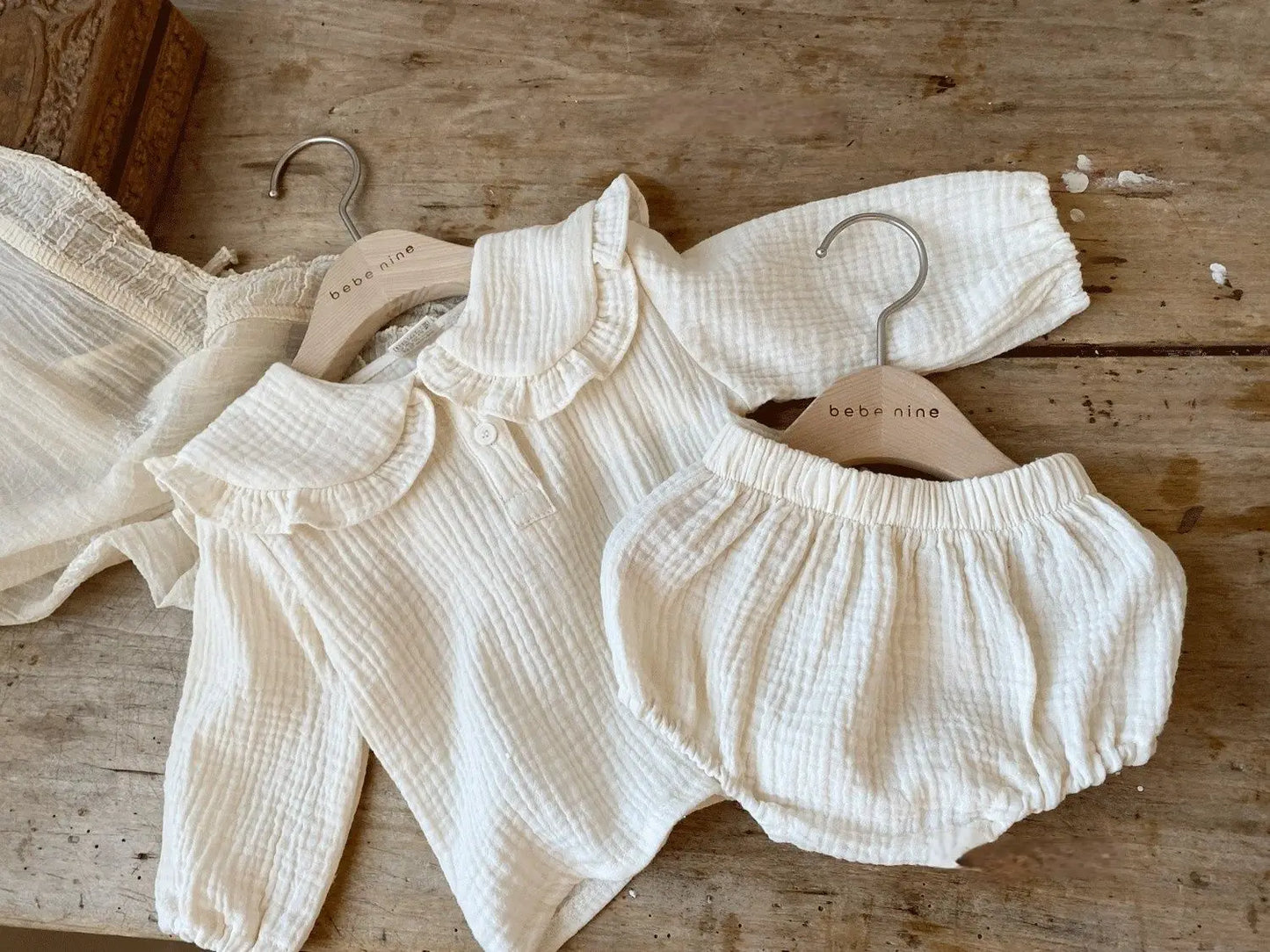Baby Girl & Boy Muslin Organic Cotton Long Sleeve Top + Shorts Set