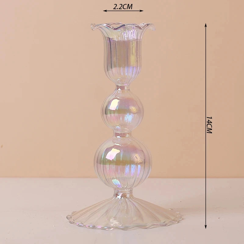 Glass Candle Holders (Teal, Clear, Pink)