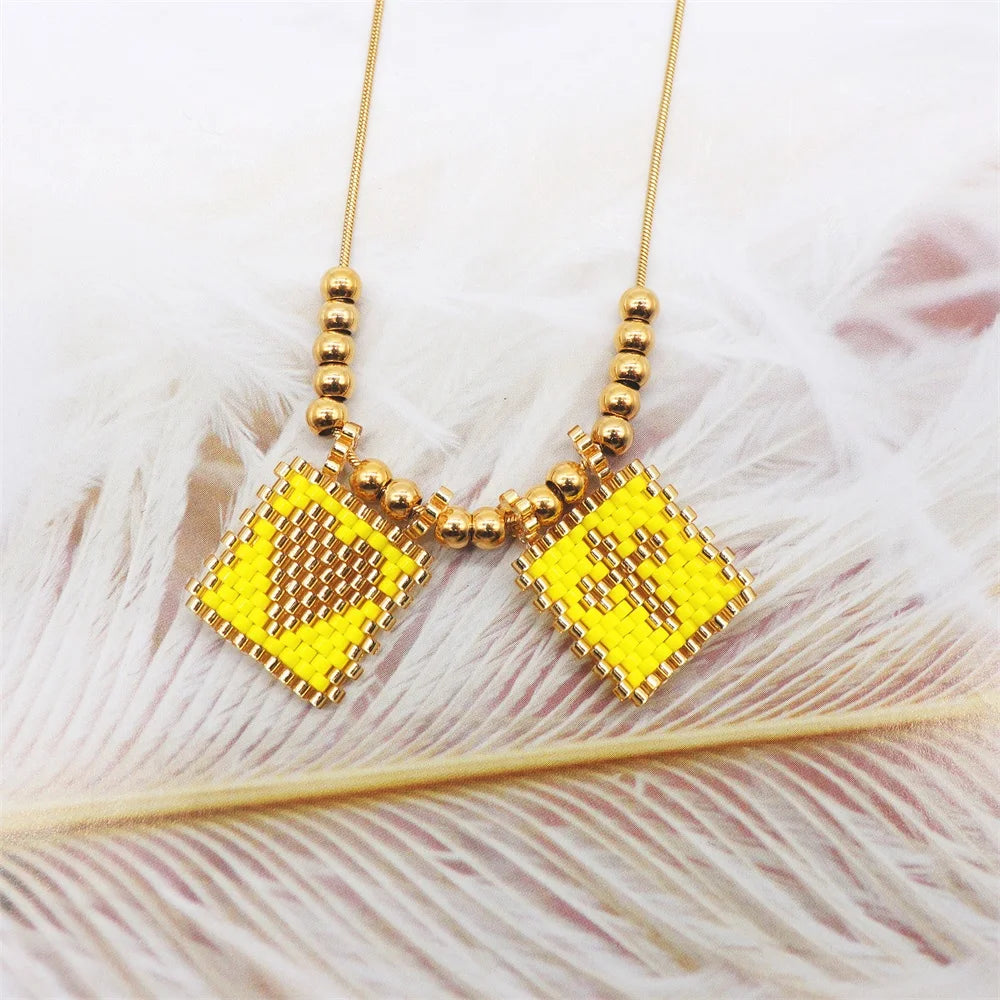 Beaded Heart & Cross Necklace (12 color options)