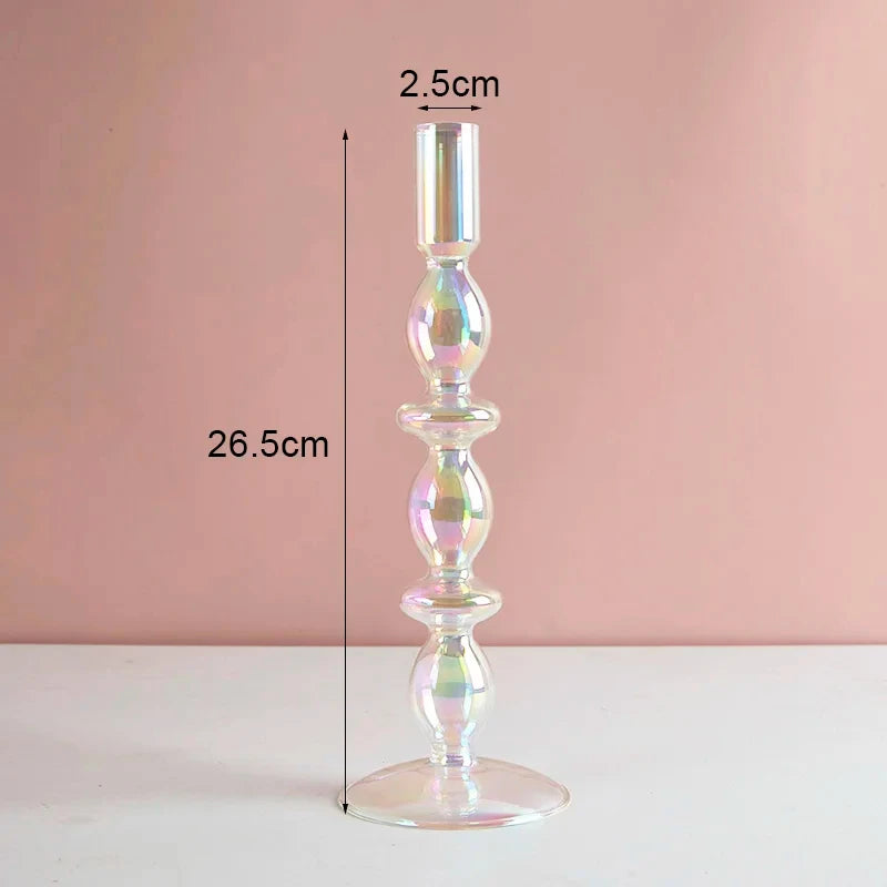 Glass Candle Holders (Teal, Clear, Pink)