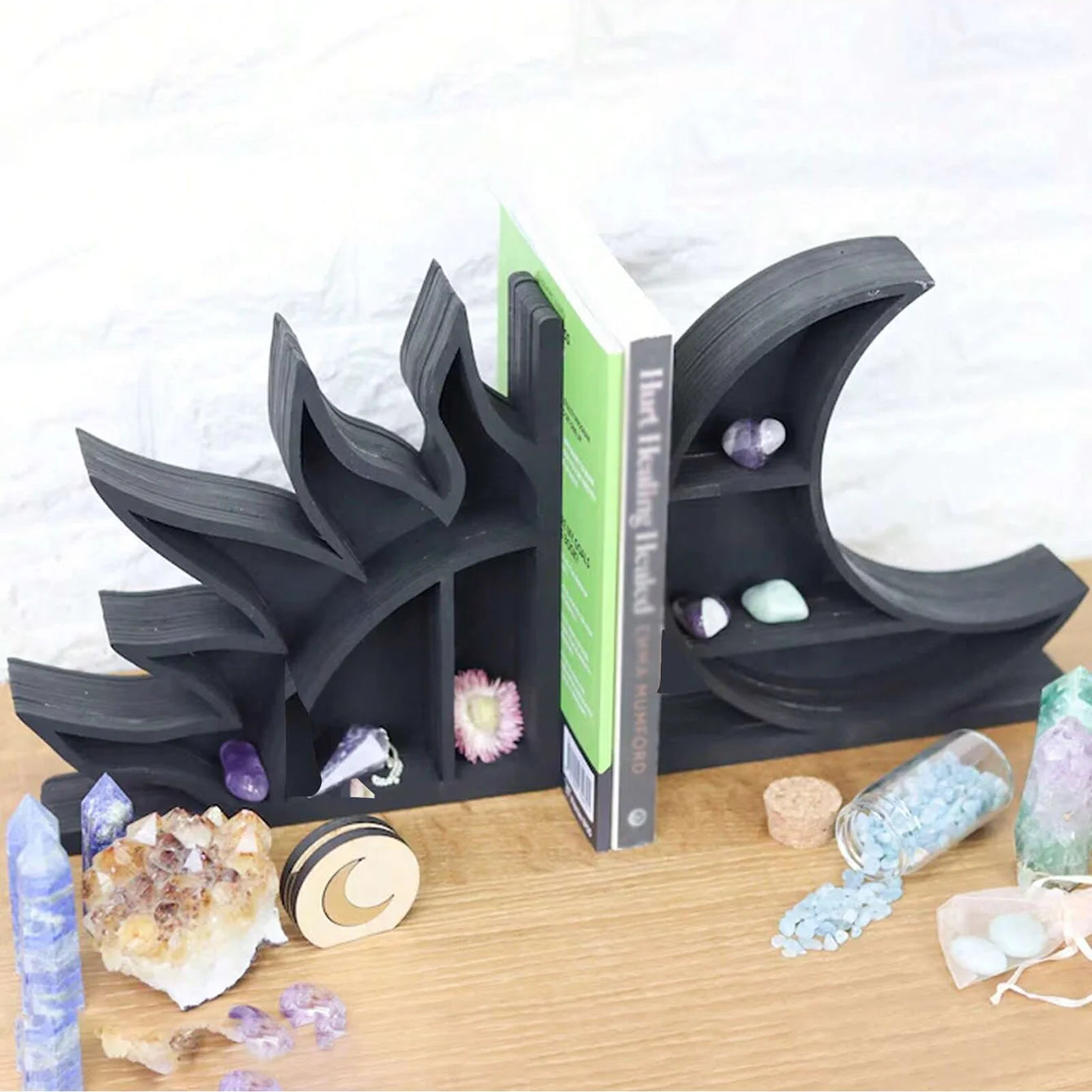 Sun & Moon Crystal Storage Bookends