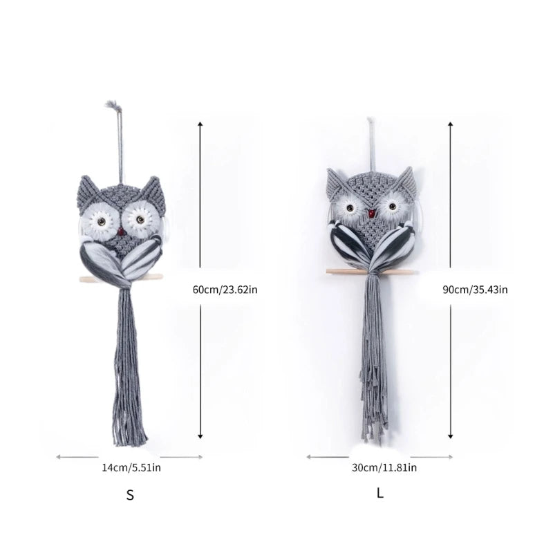 Handwoven Macrame Owl-Shaped Wall Hanging