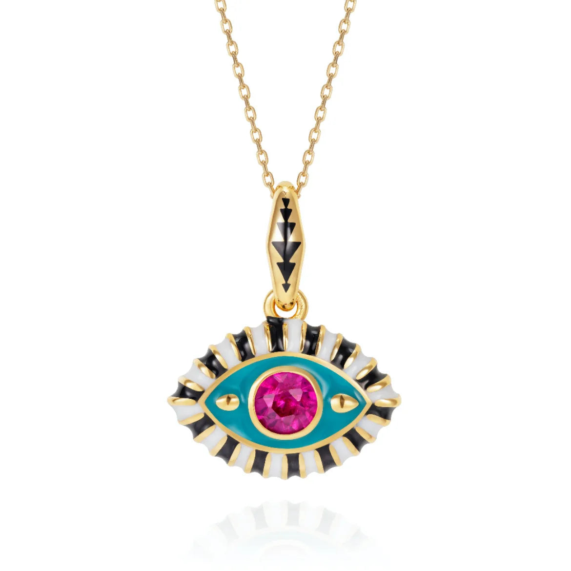 Stainless Steel Colorful Evil Eye Pendant Necklace