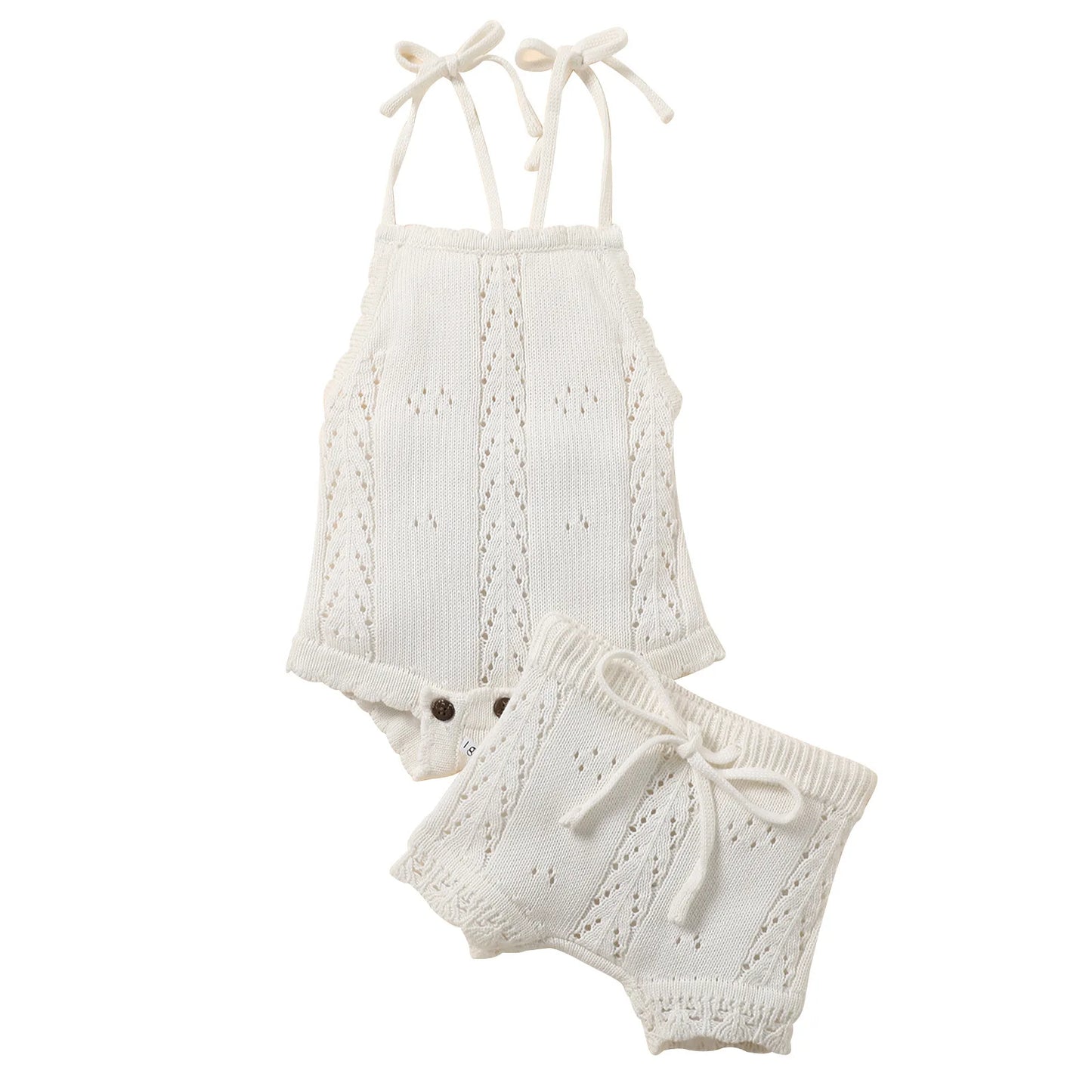 Baby Girl Knitted Onesie and Shorts Set