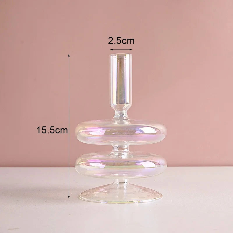 Glass Candle Holders (Teal, Clear, Pink)