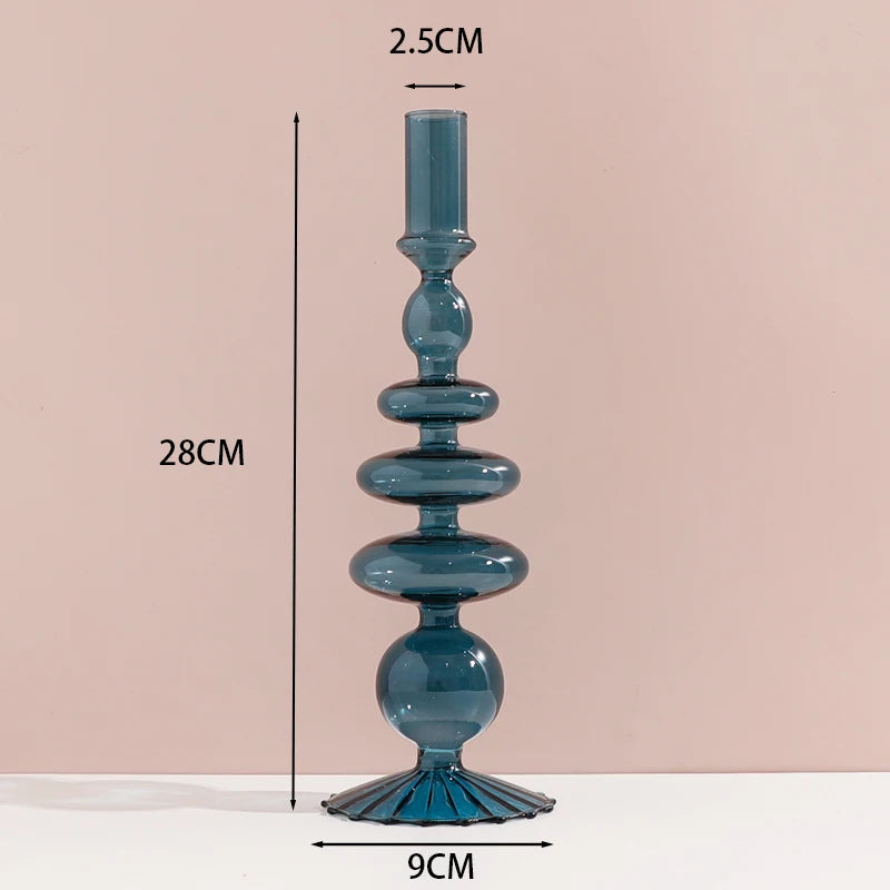 Glass Candle Holders (Teal, Clear, Pink)