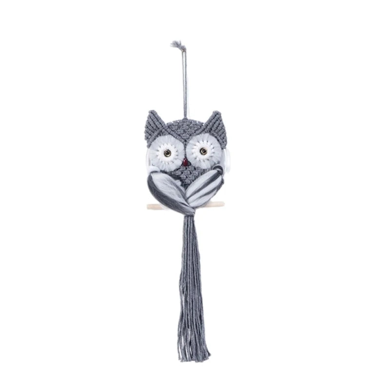 Handwoven Macrame Owl-Shaped Wall Hanging