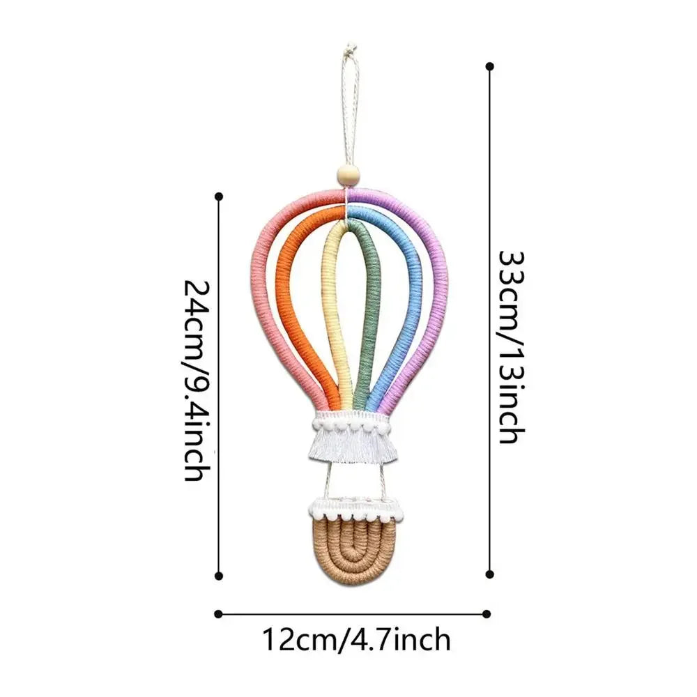 Macrame Rainbow Hot Air Balloon Hanging Decor