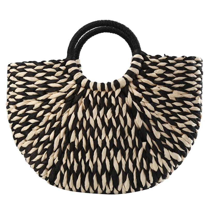 Rattan Half-Moon Handbag