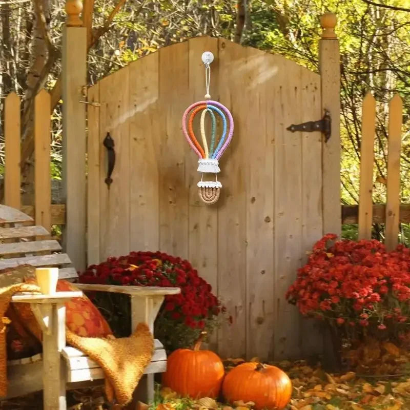 Macrame Rainbow Hot Air Balloon Hanging Decor