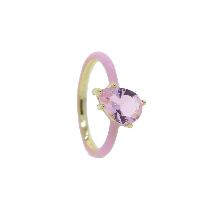 Pastel Enamel Tear Drop Ring