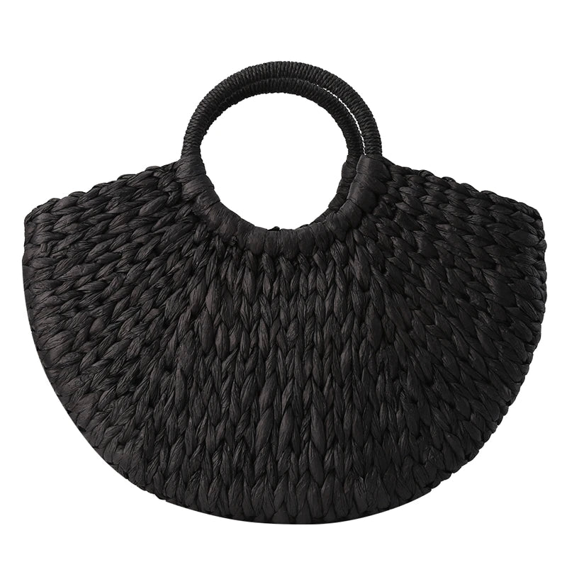 Rattan Half-Moon Handbag