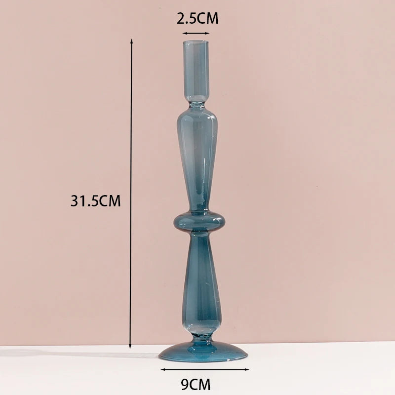 Glass Candle Holders (Teal, Clear, Pink)