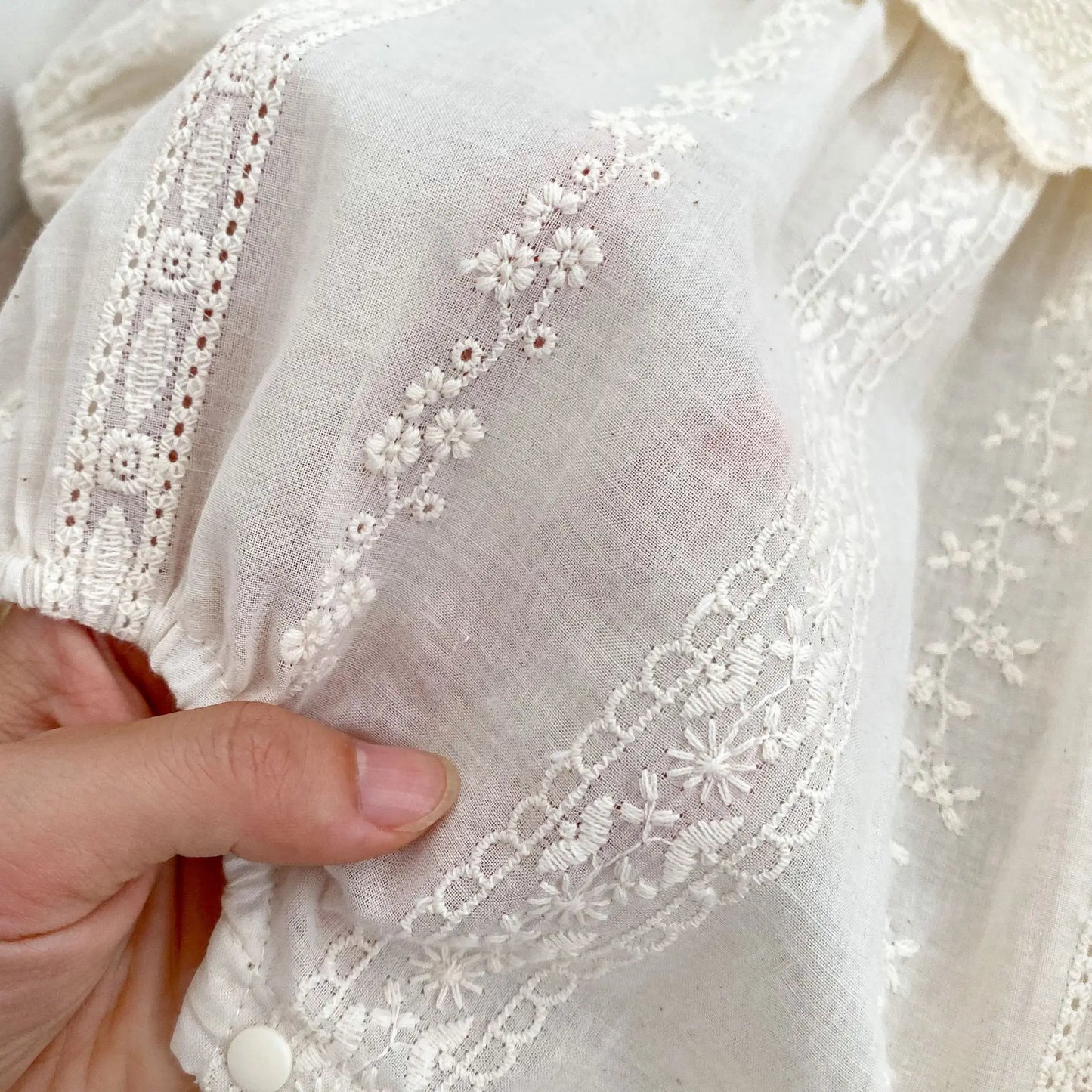 Baby Girl's Cream Embroidered Dress or Romper