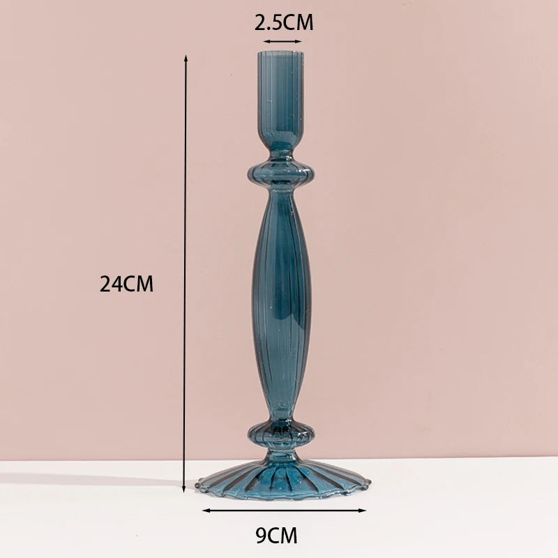 Glass Candle Holders (Teal, Clear, Pink)