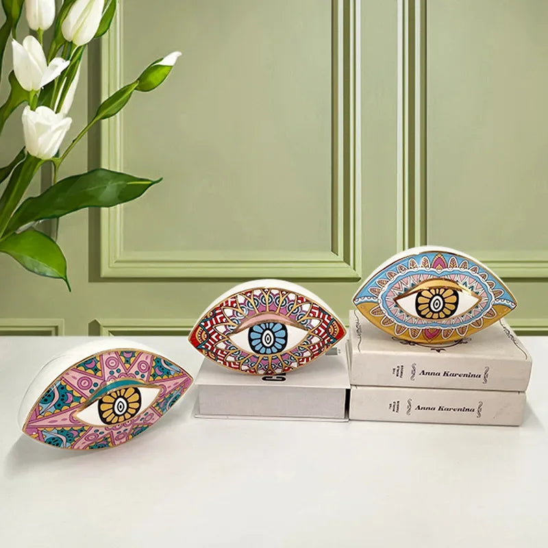 Ceramic & Enamel Evil Eye Sculpture