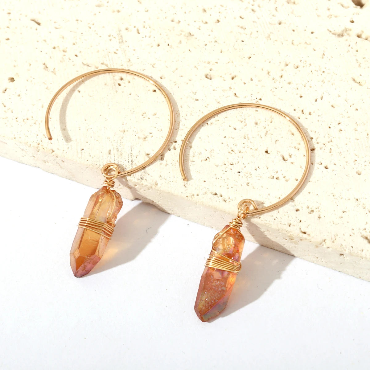 Handmade Crystal Quartz Stone Earrings