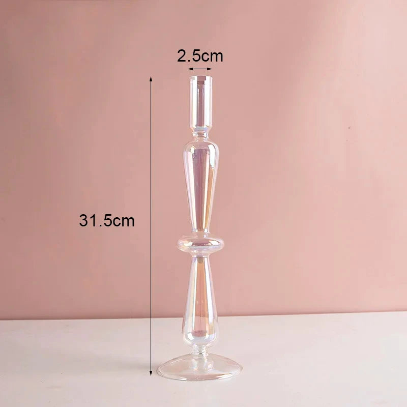 Glass Candle Holders (Teal, Clear, Pink)