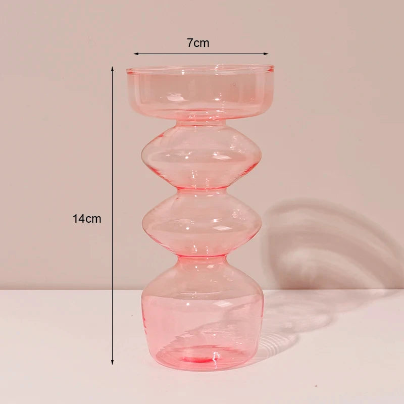 Glass Candle Holders (Teal, Clear, Pink)