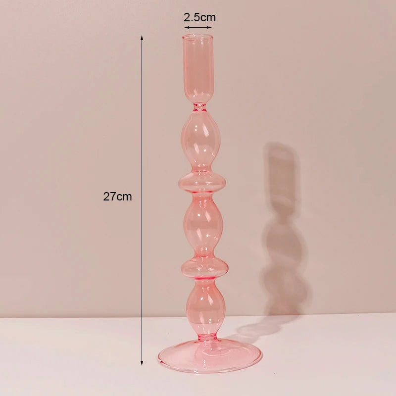 Glass Candle Holders (Teal, Clear, Pink)