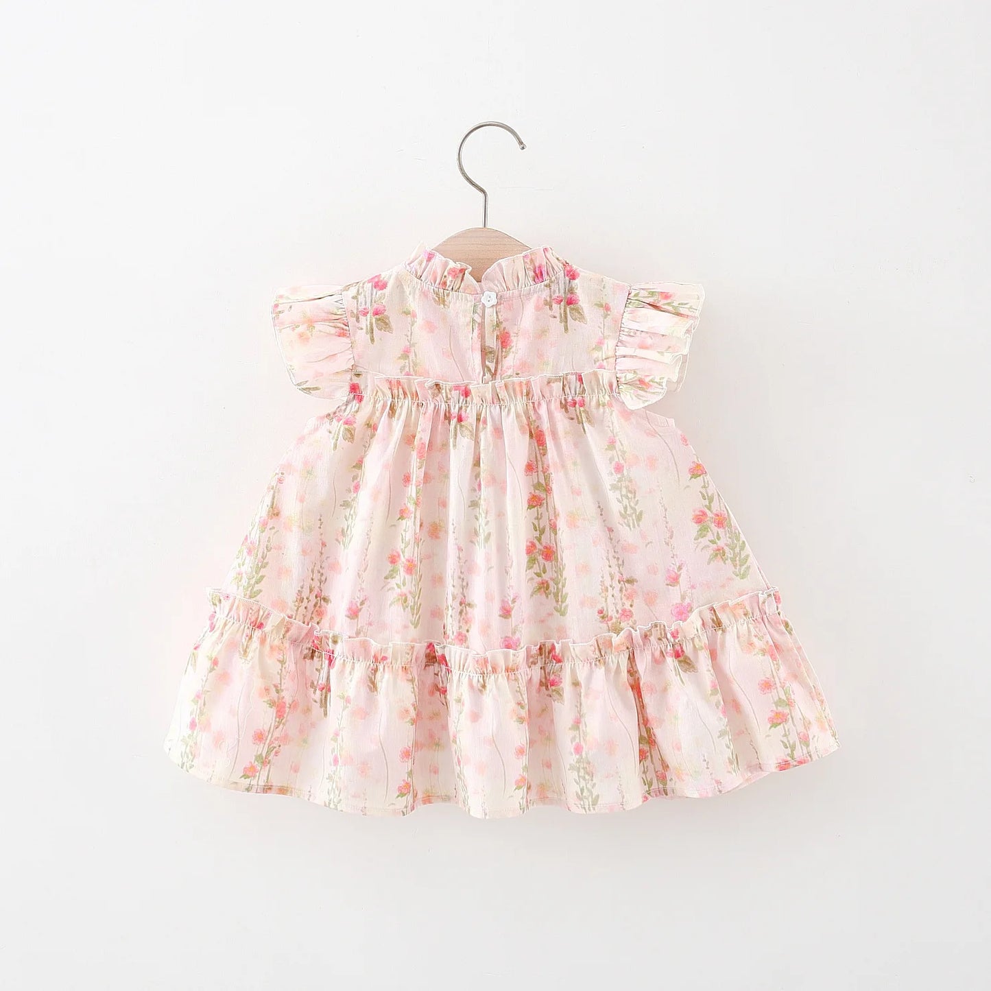 Girls Pink Floral Dress with Purse