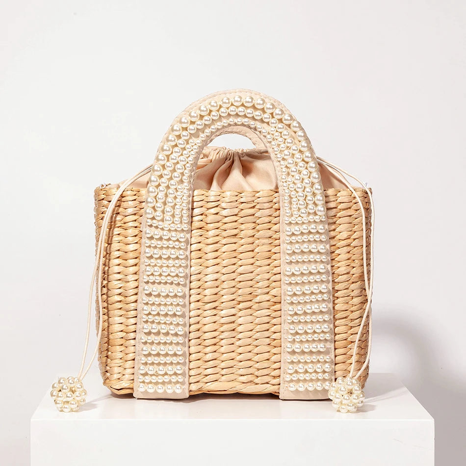 Handmade Beaded Straw Bag