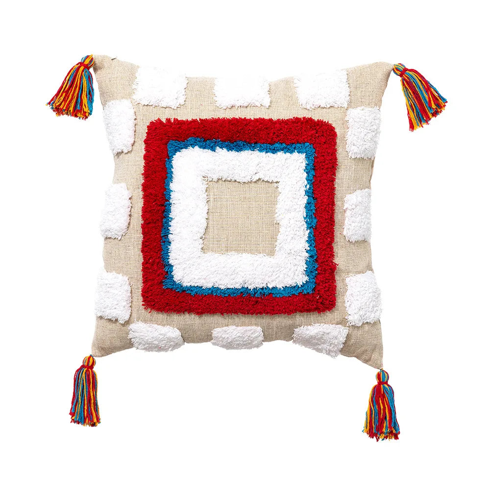 Bright Boho Pillow Case with Tassels