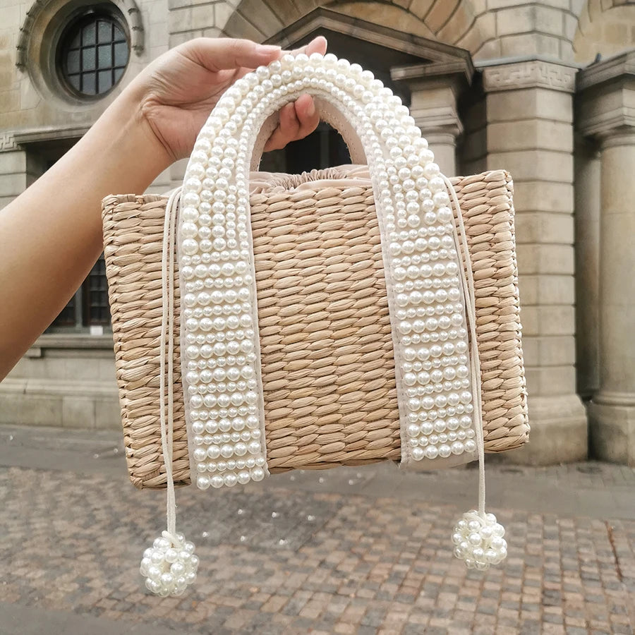 Handmade Beaded Straw Bag