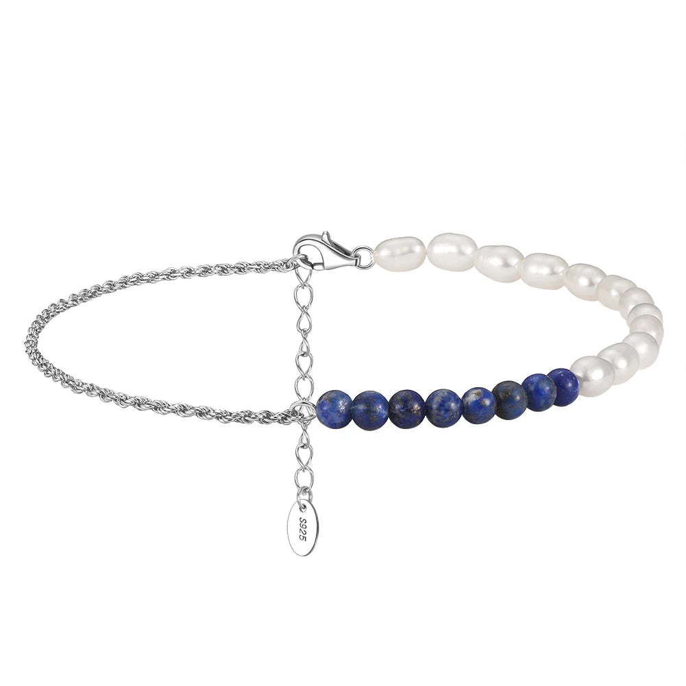Freshwater Pearls & Chain Anklet (Sterling Silver)
