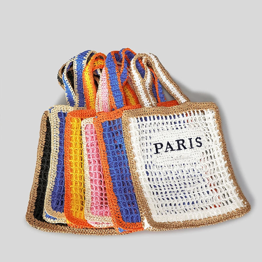 Straw Patchwork Shoulder Bag