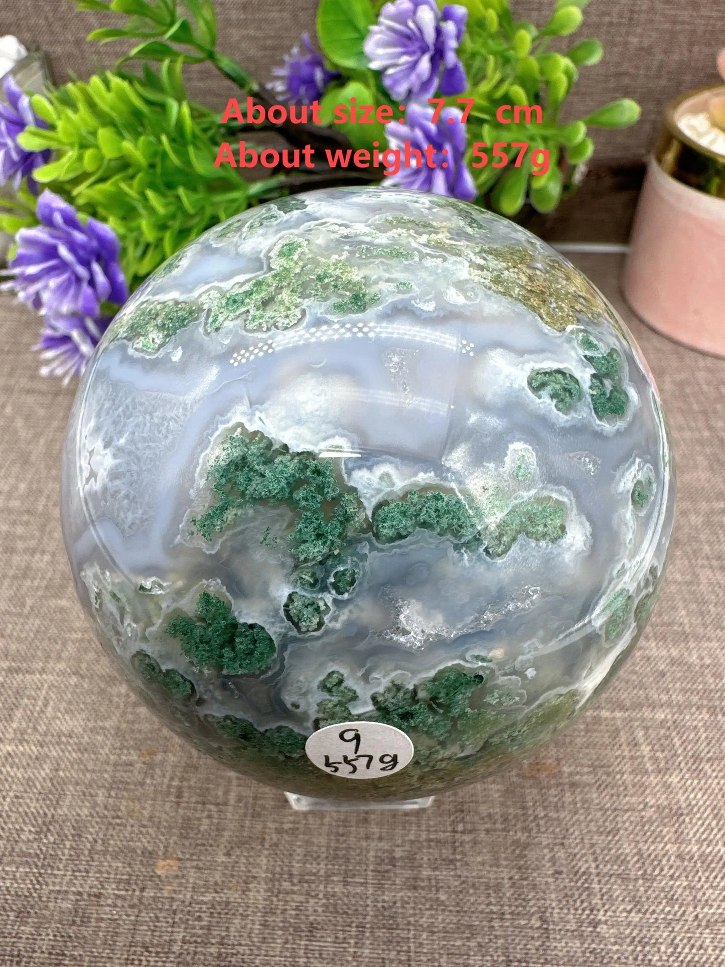 Moss Agate Druzy Sphere