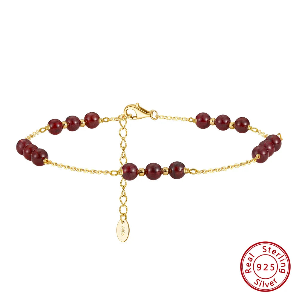 14K Gold & Garnet Anklet