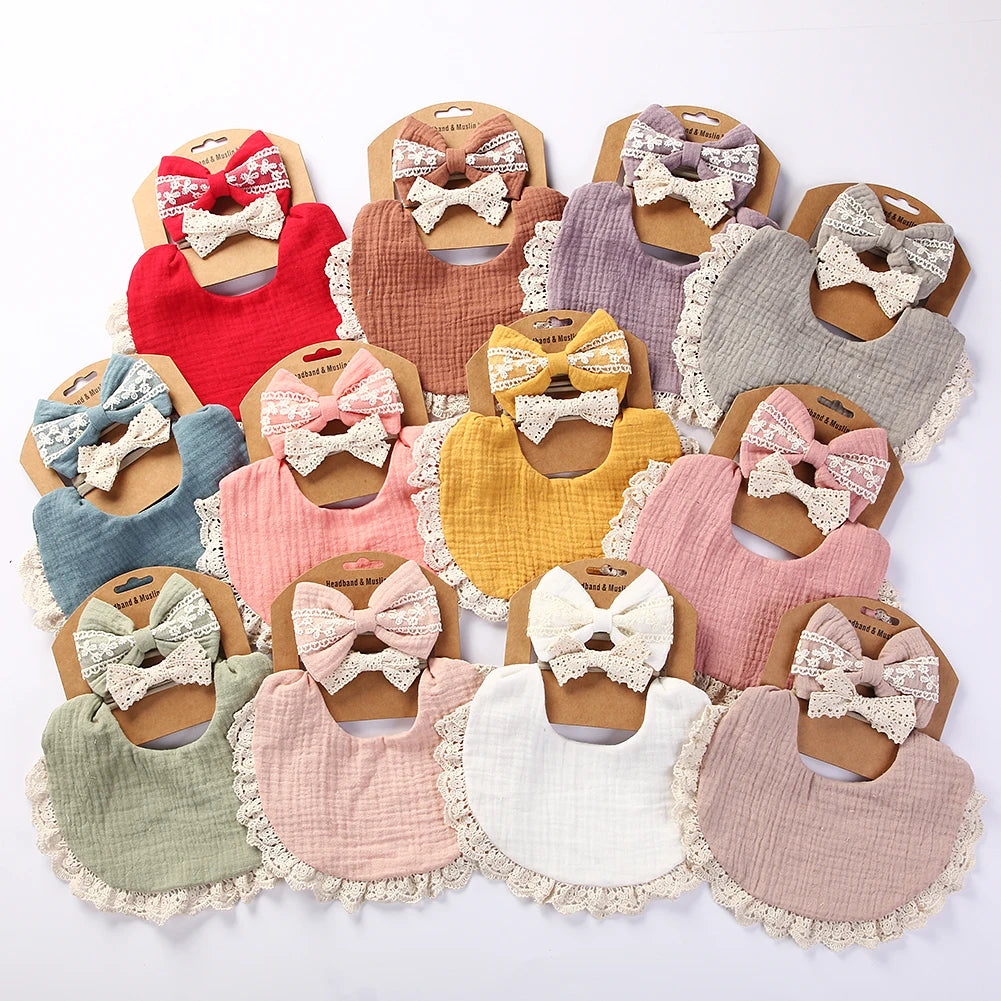 Muslin Baby Bib & Bows