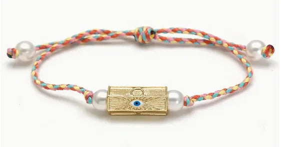 Adjustable Braided Rope Charm Bracelet