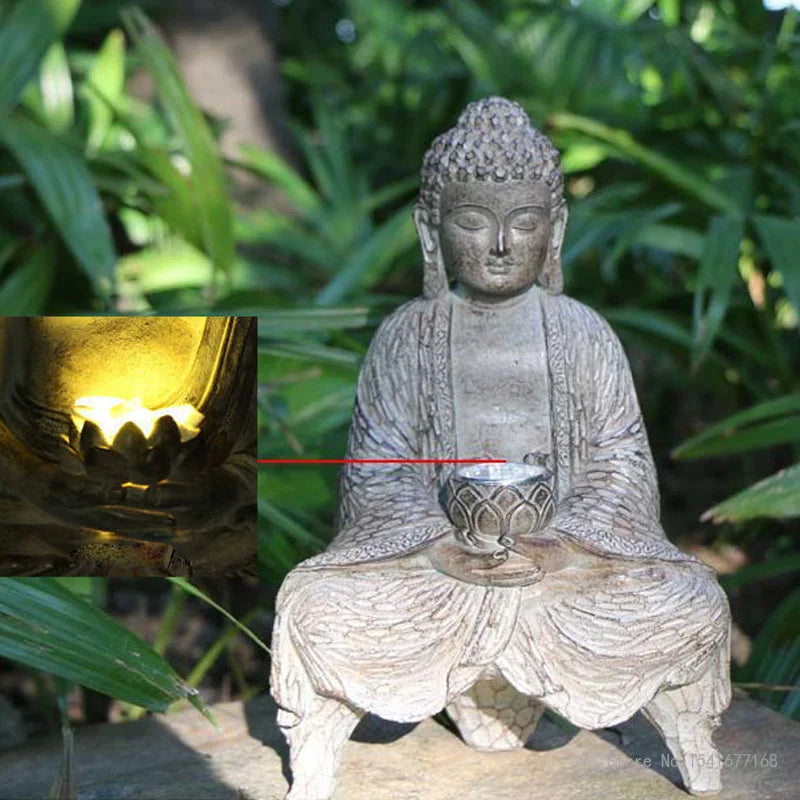 Outdoor Zen Buddha Sculpture Solar Light Garden Decoration