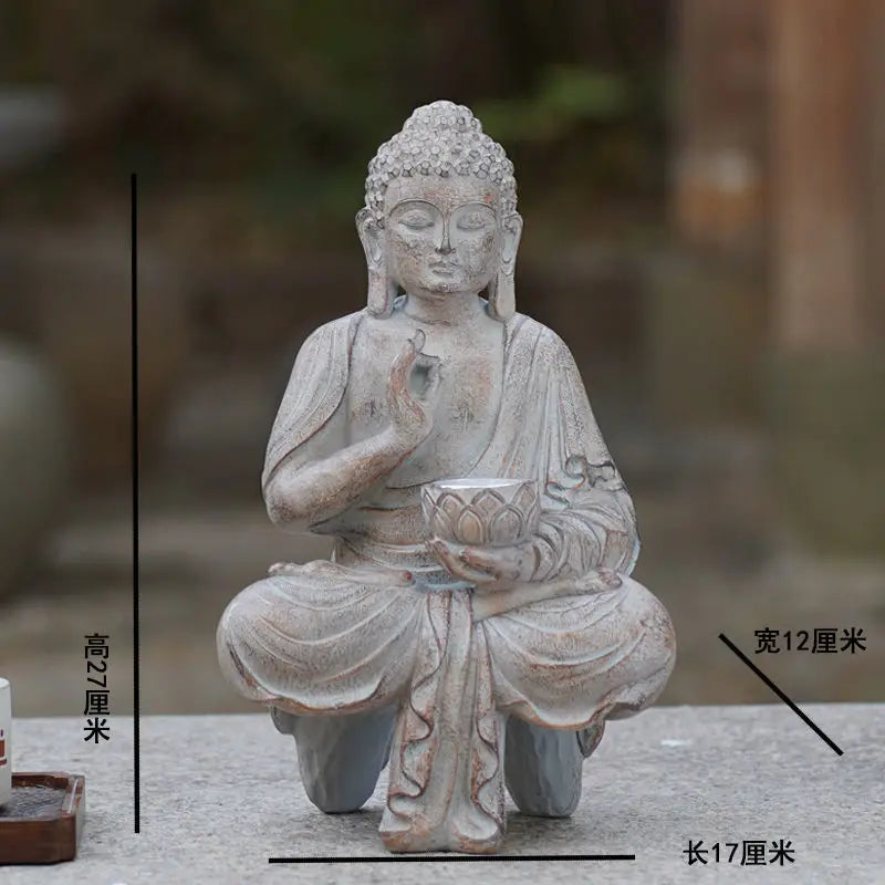 Outdoor Zen Buddha Sculpture Solar Light Garden Decoration